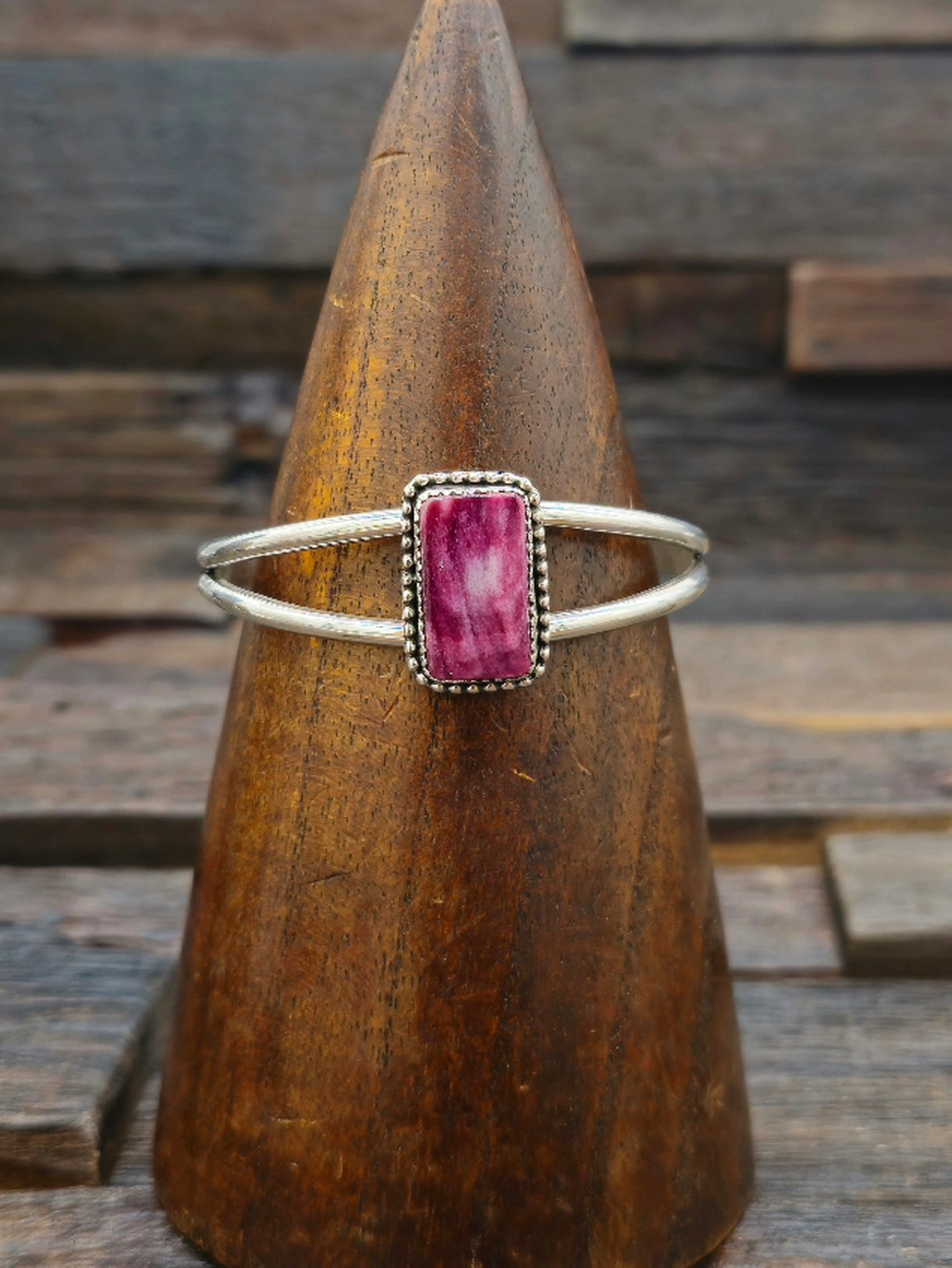Purple Spiny Oyster Shell Sterling Silver Cuff by Rosella Paxton