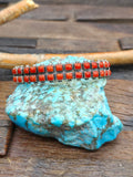 Two Row Sterling Silver Coral Cuff by Herman Smith - 7 in. with Gap