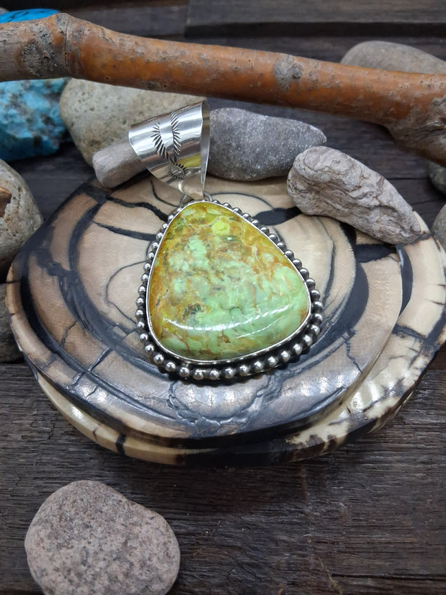Sterling Silver Nevada Turquoise Pendant by Leonard Platero