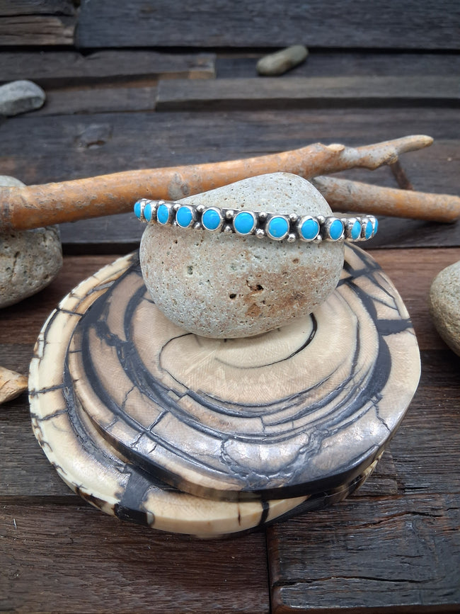 Blue Turquoise and Sterling Silver Bangle