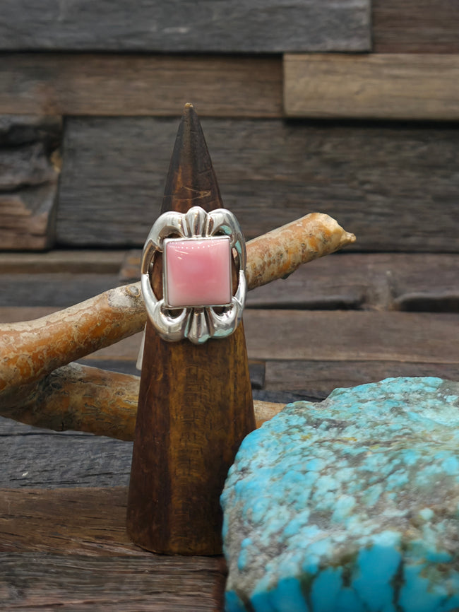 Cast Sterling Silver Pink Conch Ring by Kevin Yazzie - Size 11