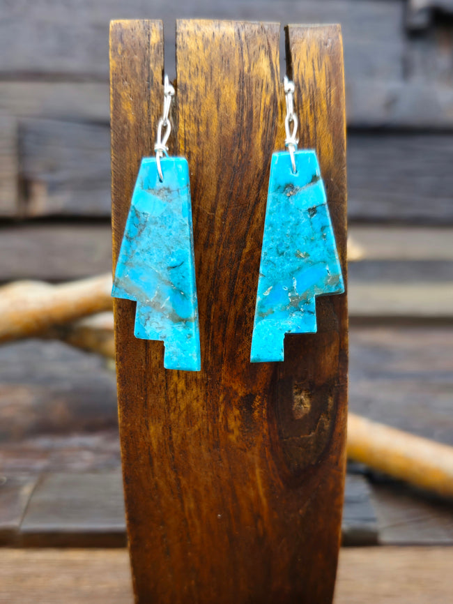 Blue Turquoise Slab Earrings by Robert Coriz