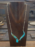 Sterling Silver Turquoise Inlay Necklace by Harold Smith - 20 in.