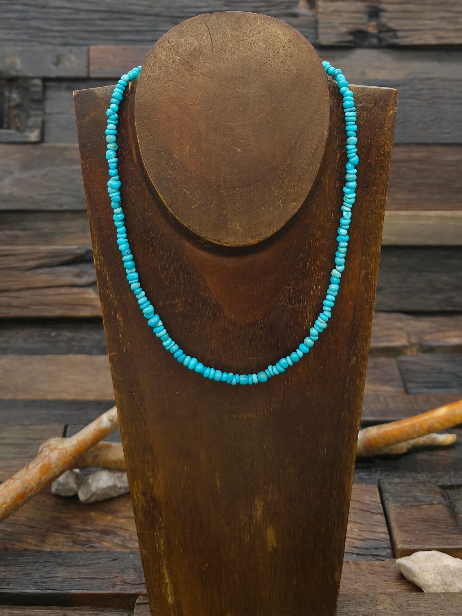 Blue Turquoise Mini Nugget Necklace - 17 in.