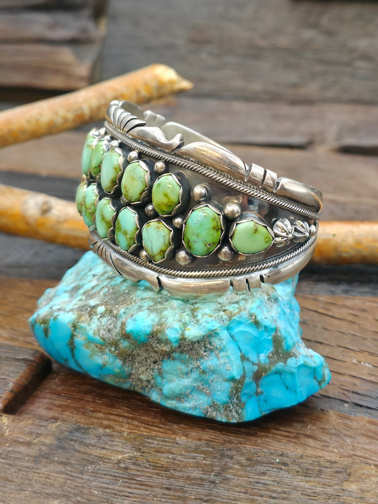 Sterling Silver Sonoran Turquoise Cuff Bracelet by Mark Yazzie - 7 in. with Gap