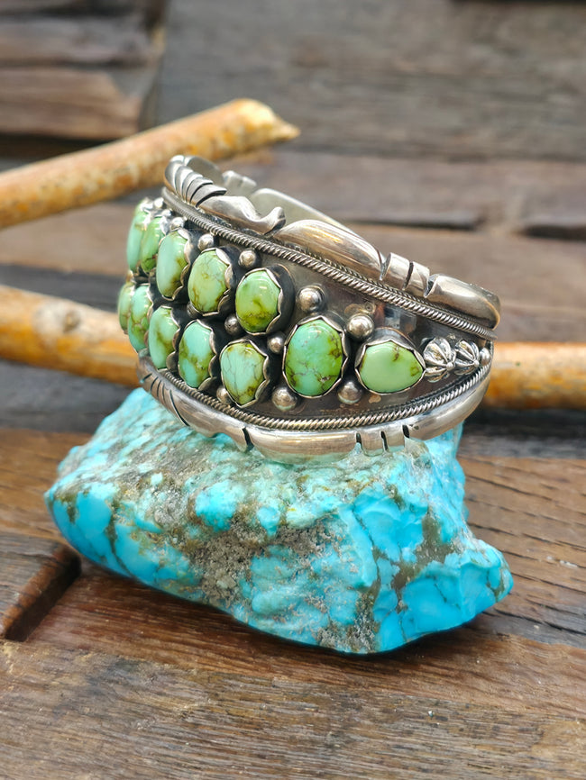 Sterling Silver Sonoran Turquoise Cuff Bracelet by Mark Yazzie - 7 in. with Gap