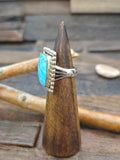Sterling Silver Turquoise Rectangle Ring by Gregg Yazzie - Size 9