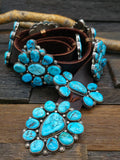 Sterling Silver Sleeping Beauty Turquoise Nugget Cluster Concho Belt - 44 in.