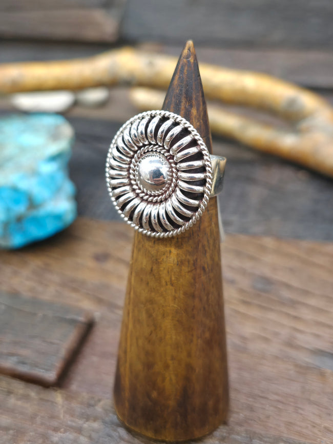 Sterling Silver Round Ring by Thomas Charley - Size 8