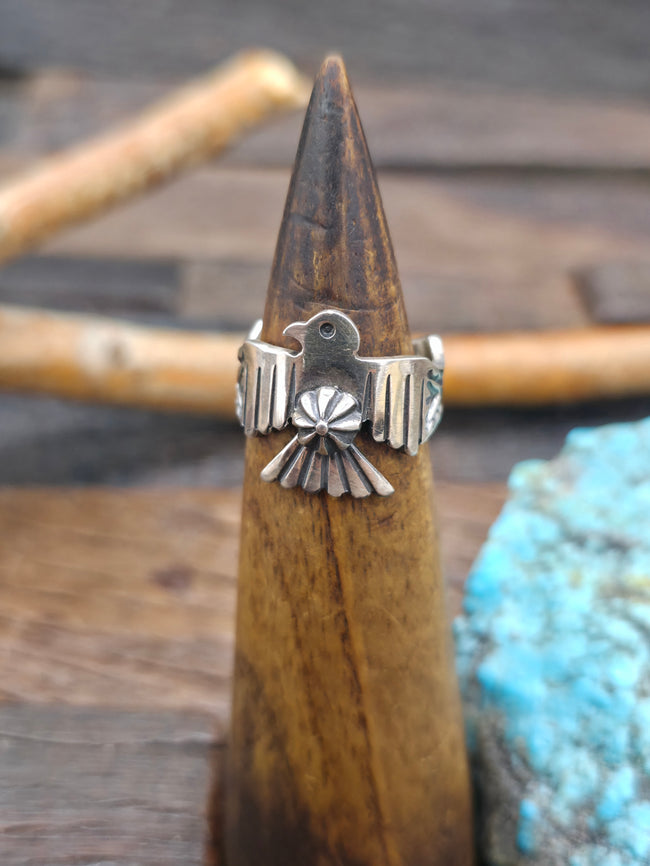 Sterling Silver Thunderbird Ring by Sunshine Reeves - Narrow Band - Size 9