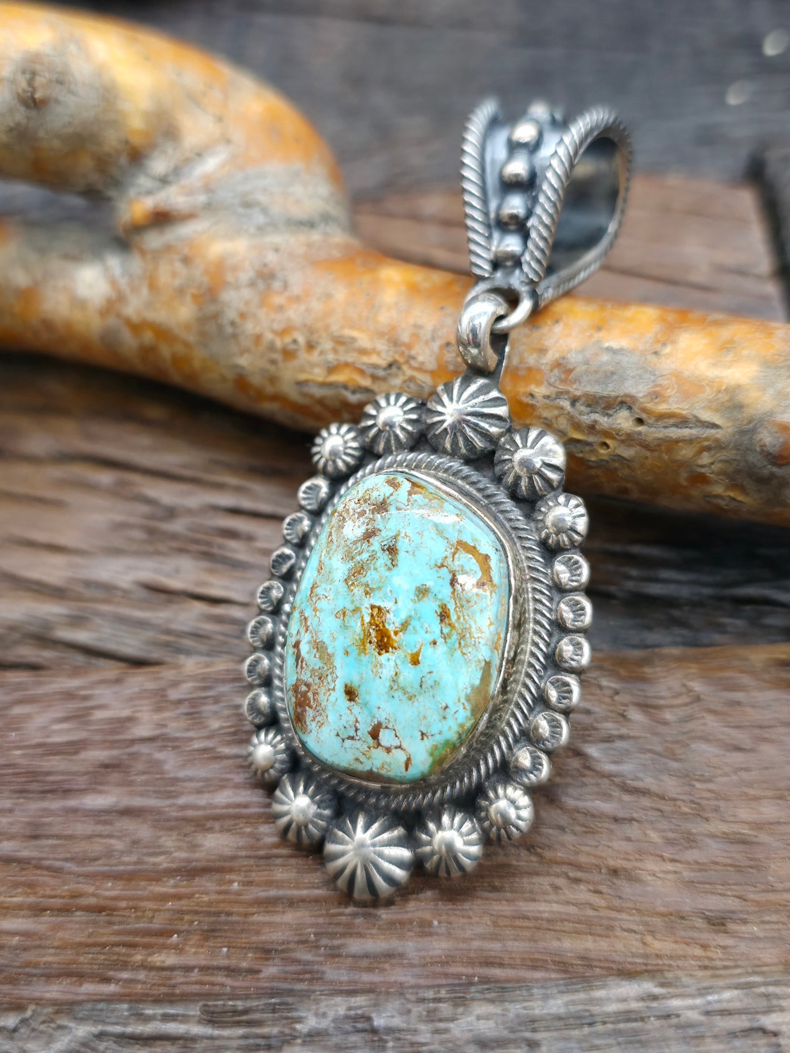 Royston Turquoise Sterling Silver Pendant by Jess Martinez