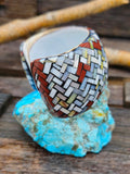 Pipestone and Mother of Pearl Inlay Cuff by Charlene Reano - 6 in.