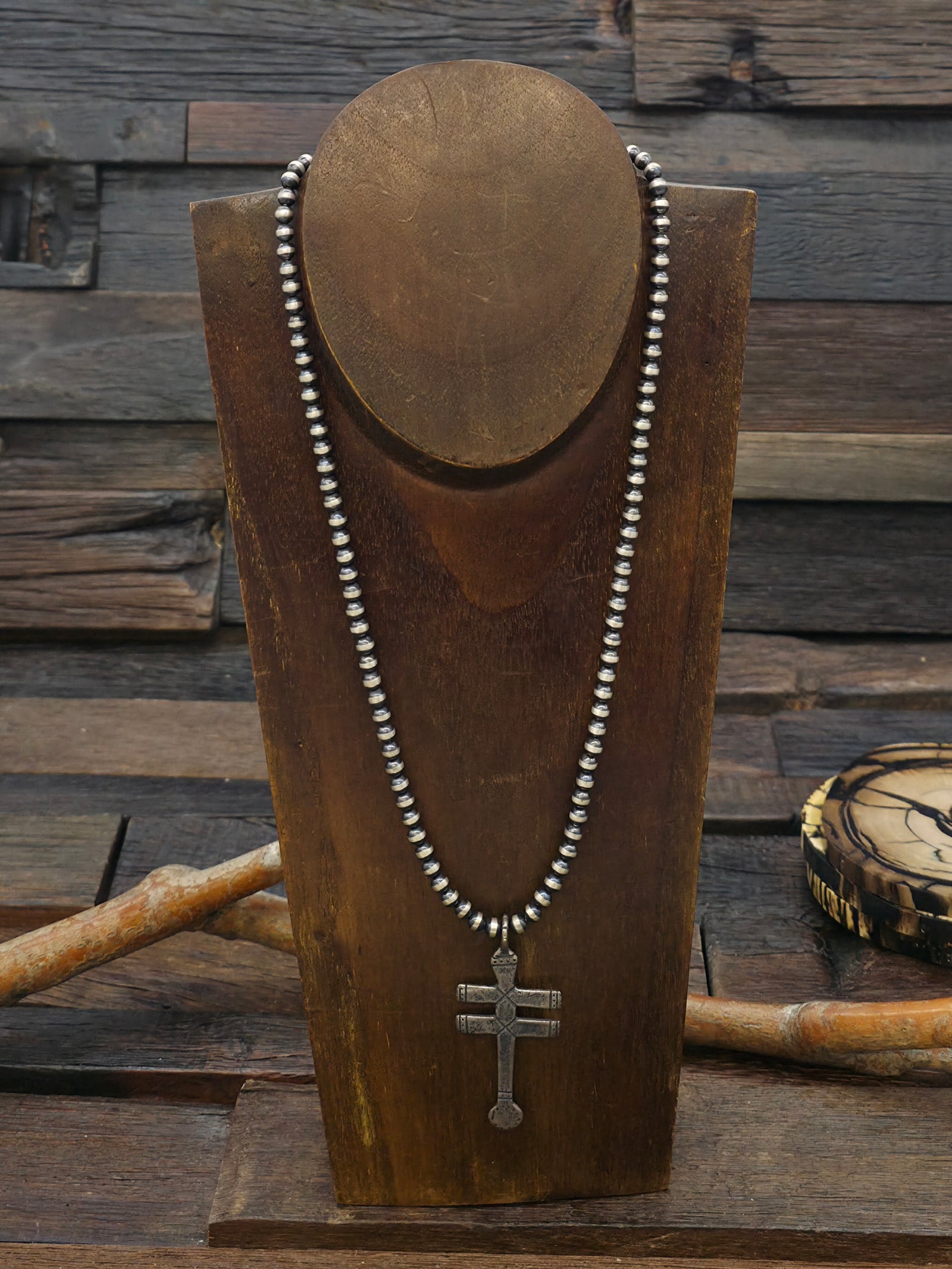 Sterling Silver Dragonfly Symbol Pendant on Sterling Silver Beads - 20 in. plus 2 in. Extender