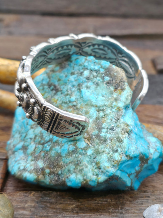 Stamped Sterling Silver Cuff by J. Delgarito - 7 in. with Gap