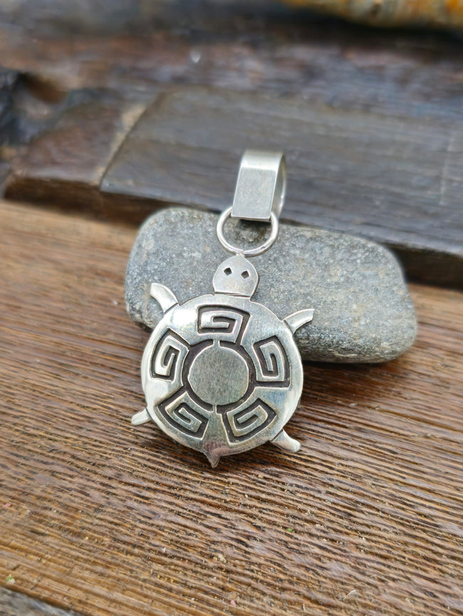 Sterling Silver Turtle Overlay Pendant by Sonny Gene
