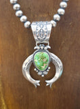 Blue/Green Sonoran Turquoise Naja on Oxidized Sterling Silver Bead Necklace by Samuel Yellowhair - 18 in.