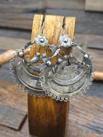 Vintage/Estate Stamped Sterling Silver Post Earrings by Harris Joe - 1 1/2 in.