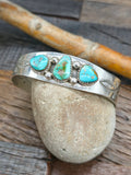 Three Stone Turquoise Sterling Silver Cuff Bracelet - 6 3/4 in. with Gap