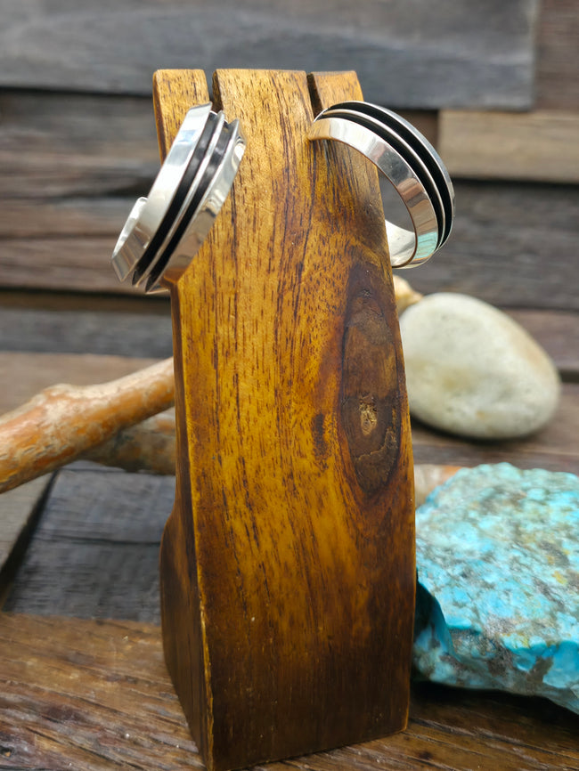 Sterling Silver Hoop Earrings by Katletta Yazzie - 1 1/4 in. by 1/2 in.