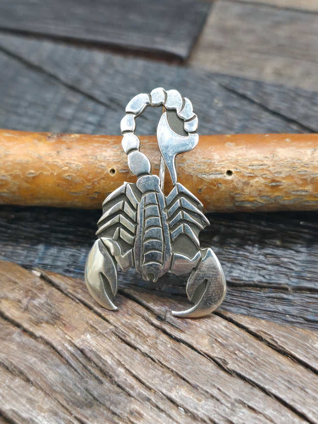 Sterling Silver Overlay Scorpion Pendant on Shepherd's Hook - 1 1/2 in, by  in.