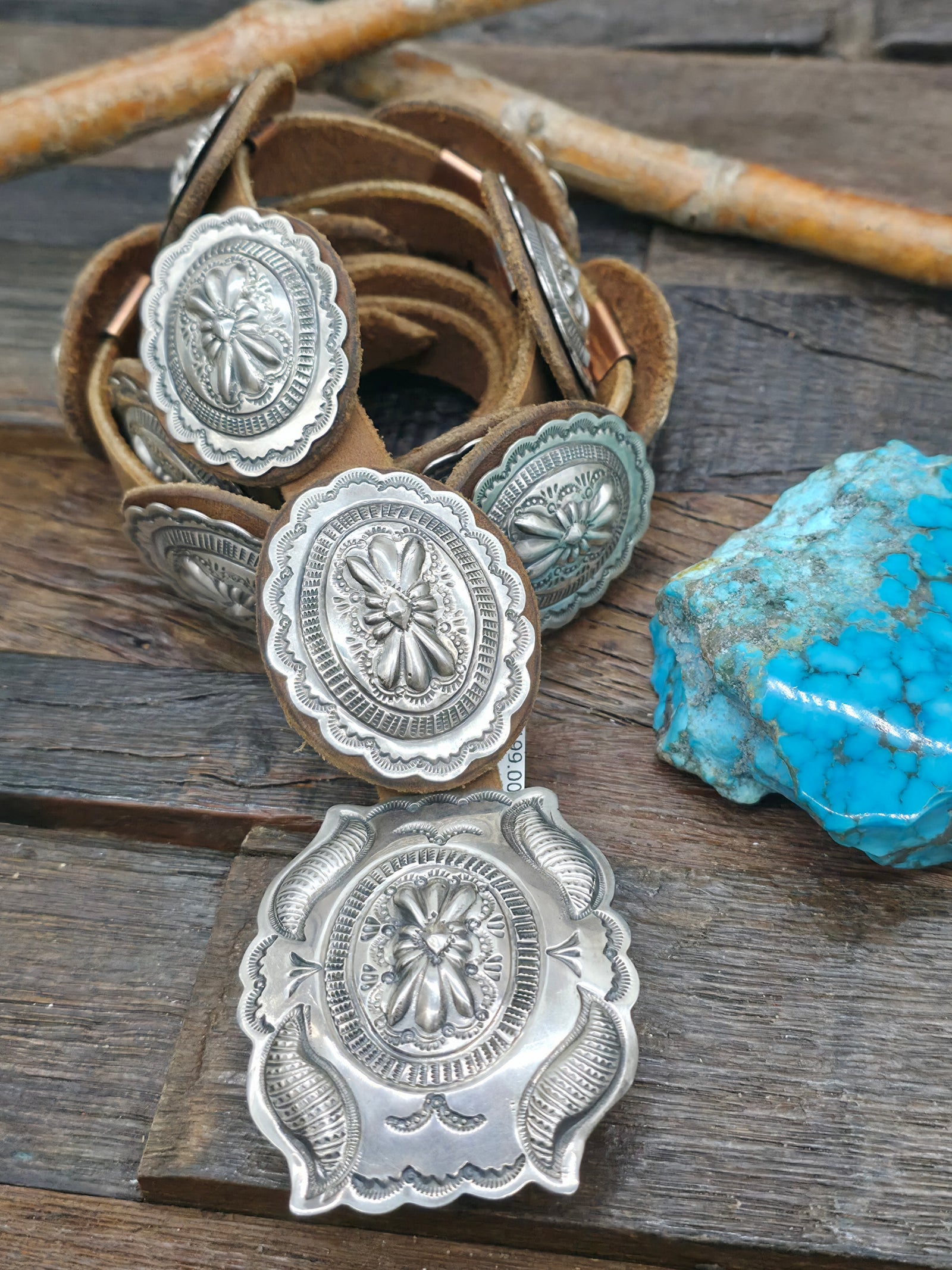 Sterling Silver Concho Belt by Geraldine Yazzie - 50 in.