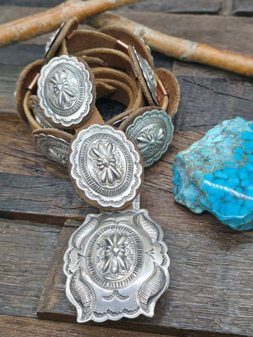 Sterling Silver Concho Belt by Sunshine Reeves - 56 in.