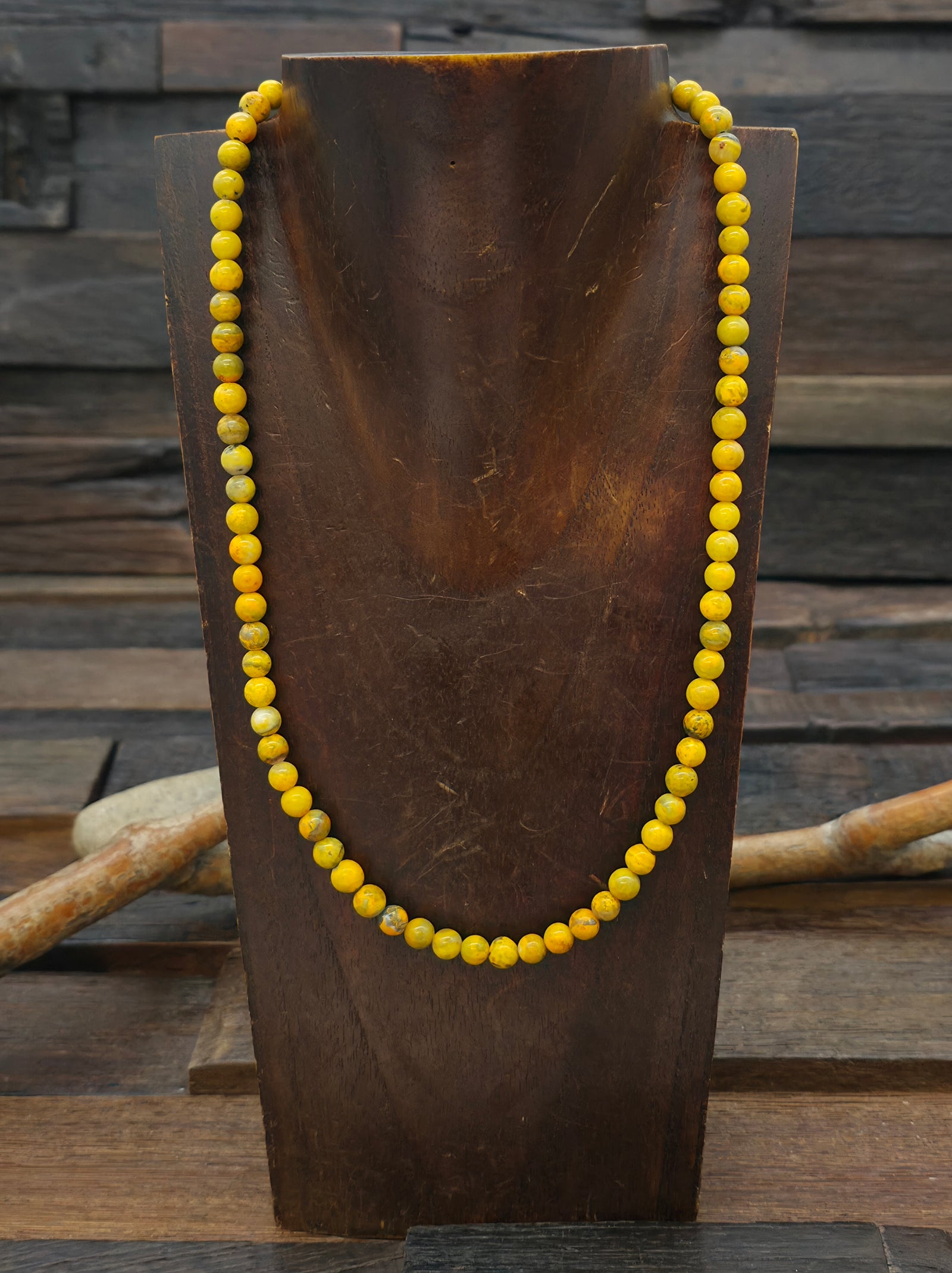 Bumblebee Jasper Bead Necklace by Helen Tsosie - 24 in.