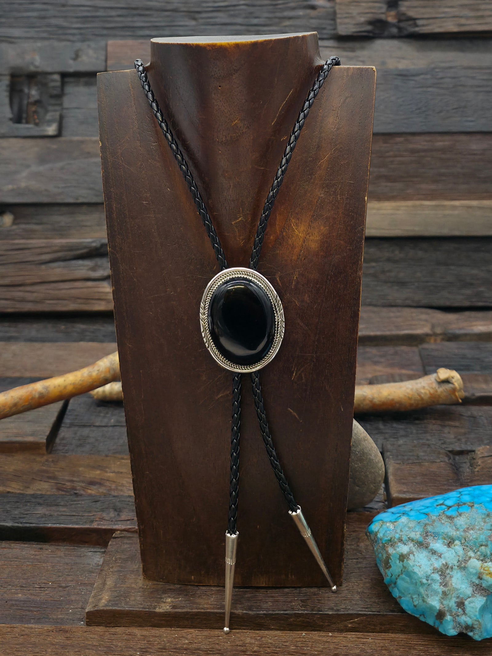 Sterling Silver Black Onyx Bolo Tie - 38 in.