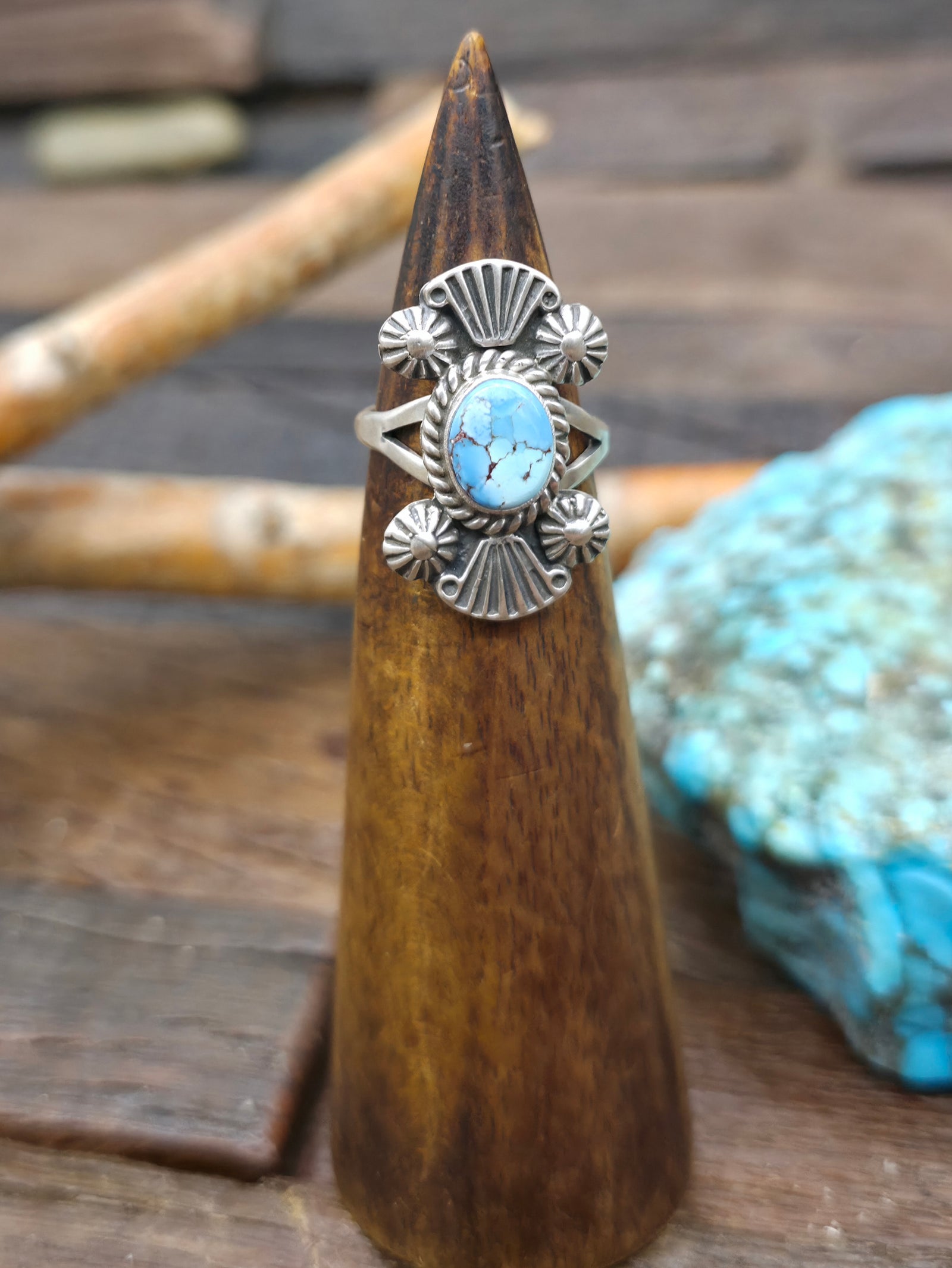 Sterling Silver Golden Hill Turquoise Ring by Jerryson Henio - Size 6 1/2