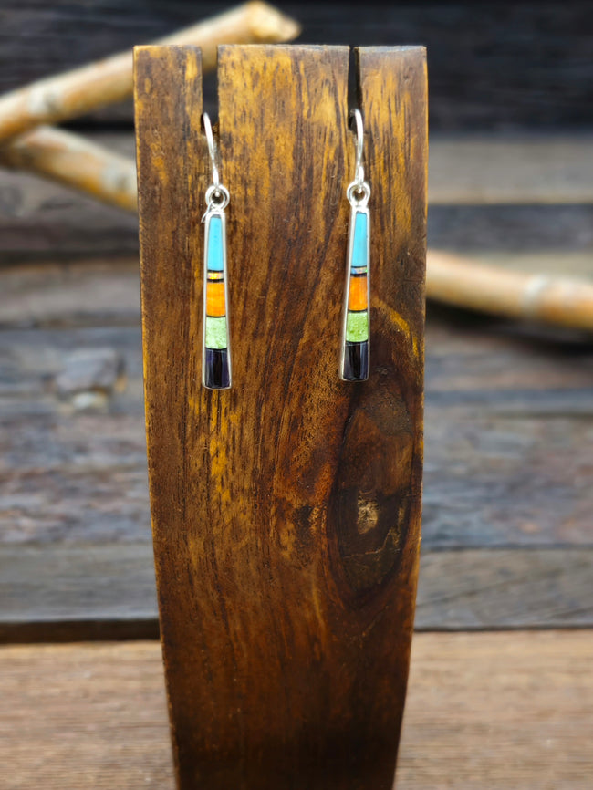 Multistone Inlay Sterling Silver Earrings by Rick Tolino