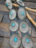 Vintage/Estate Blue Turquoise Stamped Sterling Silver Concho Belt by E. Bilagody