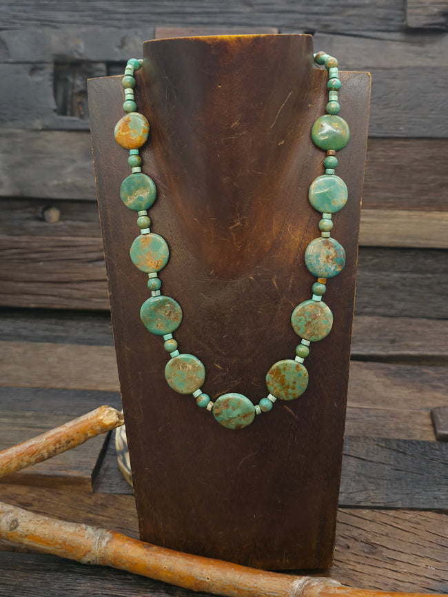 Green Turquoise Stone Bead Necklace - 18 in.