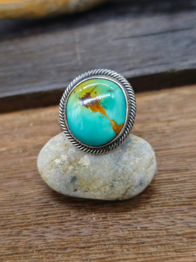 Leon Martinez Turquoise and Sterling Adjustable Ring