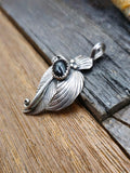 Vintage/Estate Sterling Silver Black Onyx Feather Pendant