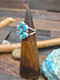 Sterling Silver Turquoise Nugget Cluster Ring by H. Etsitty - Size 7 1/2