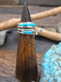 Sterling Silver Turquoise Inlay Wedding Band Set by Wilbert Muskett Jr
