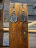 Oxidized Sterling Silver and Blue Turquoise Mercury Dime Squash Blossom Set by Mekeinto Jim - 22 in