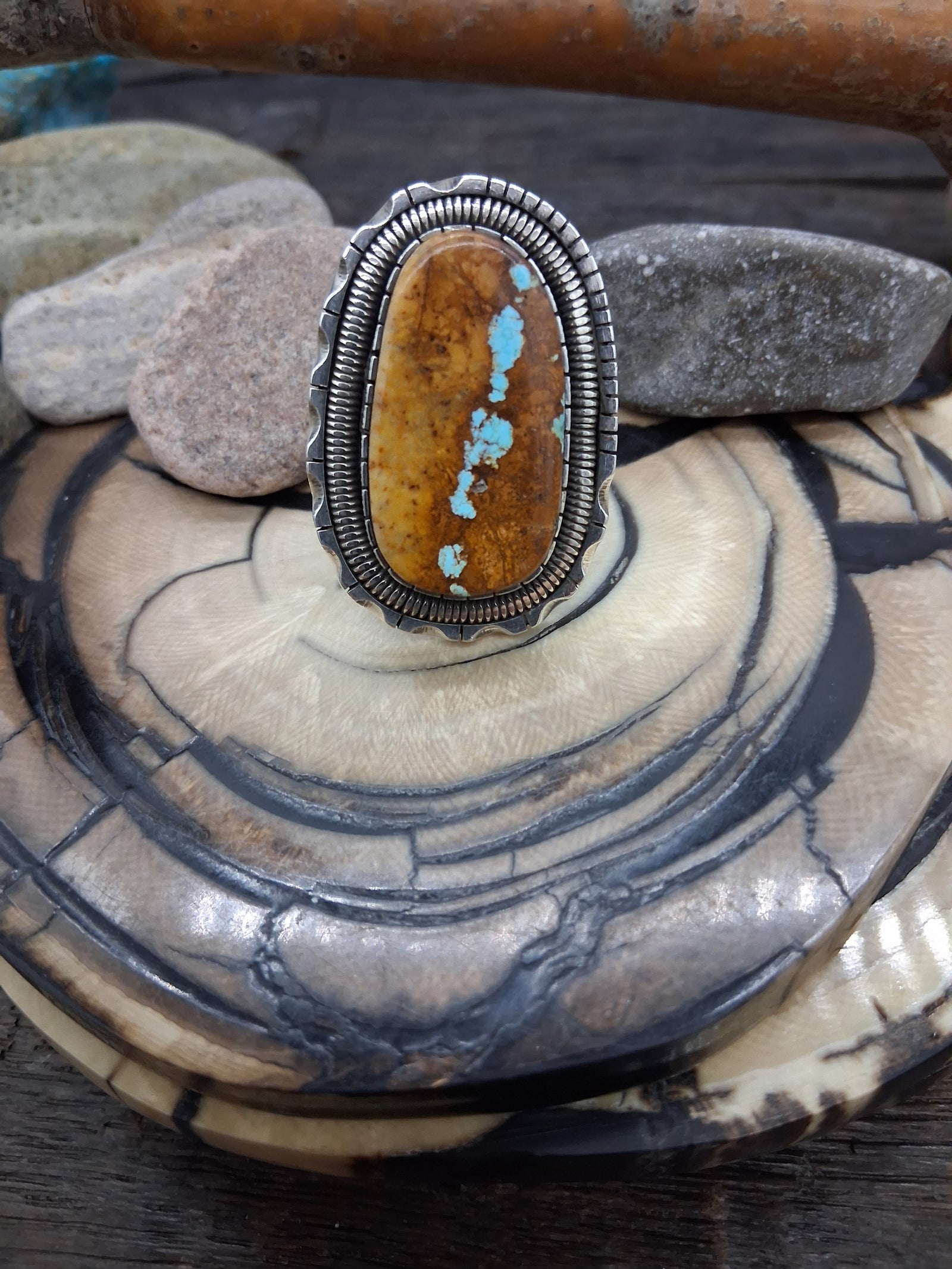 Sterling Silver Blue Turquoise Adjustable Ring