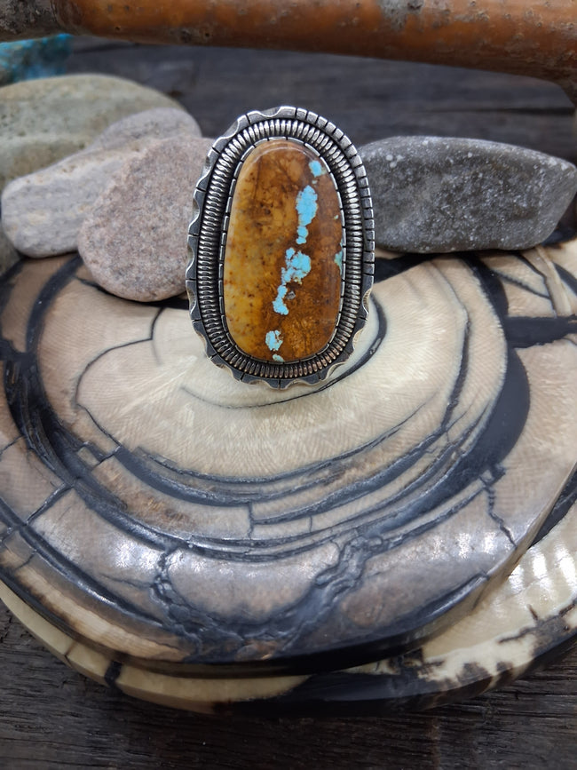 Sterling Silver Blue Turquoise Adjustable Ring