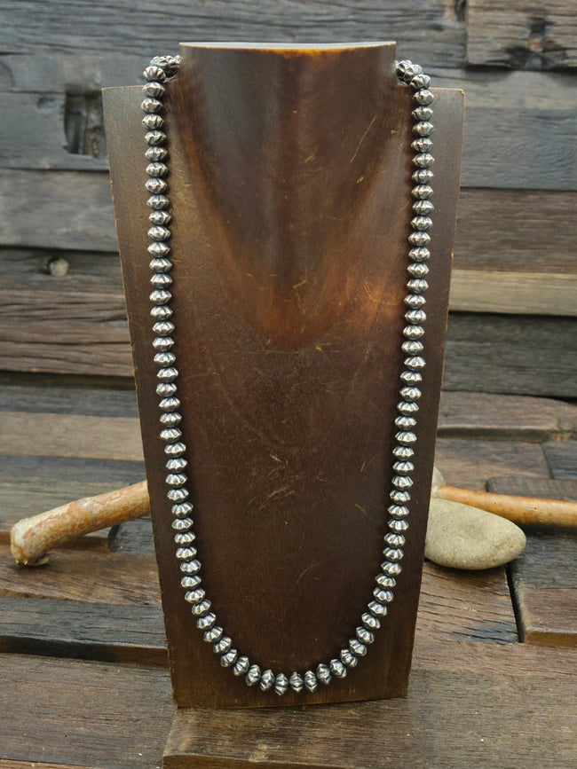 Fluted Sterling Silver Bead Necklace by Austin Haley - 24 in.