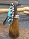 Sterling Silver Turquoise Cluster Ring by Devin Brown - Size 9
