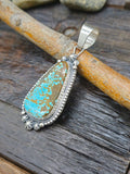 Turquoise and Sterling Silver Teardrop Pendant by Daniel Benally