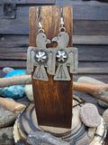 Sterling Silver Eagle Stamped Starshot Hook Dangle Earrings by Roberta Yazzie