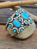 Vintage/Estate High Grade Blue Gem Turquoise Sterling Silver Cuff - 6 1/2 in.