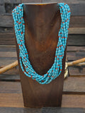10 Strand Turquoise and Coral Bead Necklace by Fred Archuleta - 20 in.