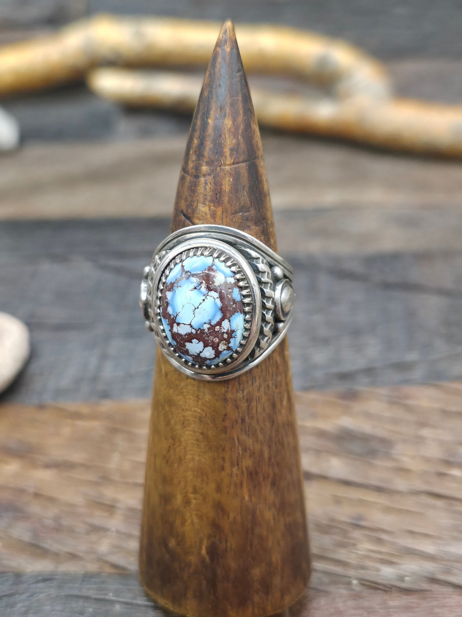 Sterling Silver Golden Hills Turquoise Ring by Derrick Gordon - Size 12