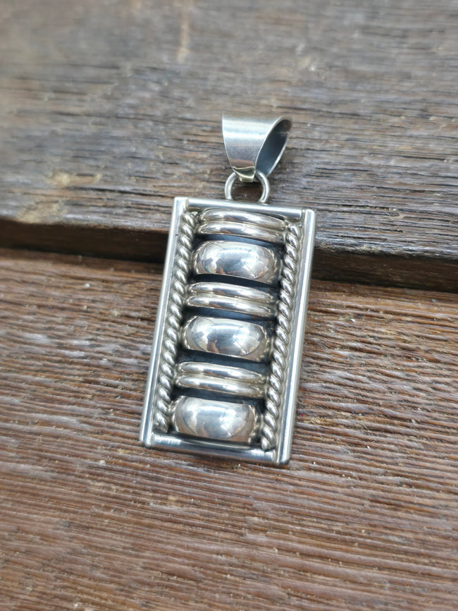 Sterling Silver Pendant by P.A. - Mixed Coil - 1 3/4 in. by 3/4 in.