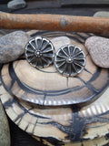 Sterling Silver Round Flower Earrings by Rhonda Largo
