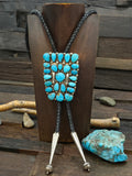 Sterling Silver Turquoise Cluster Bolo Tie by M. Thomas, Jr.
