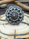 Adjustable Stamped Sterling Silver Ring by Leander Tahe